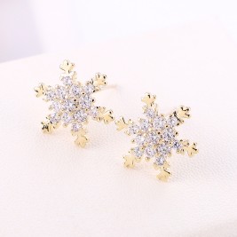 Обеци Снежинки голд